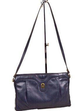 Vintage Etienne Aigner Navy Blue Leather Shoulder Bag